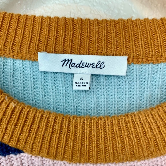 Madewell Thompson Pocket Pullover Sweater Rainbow Stripe Size Small - Picture 13 of 14